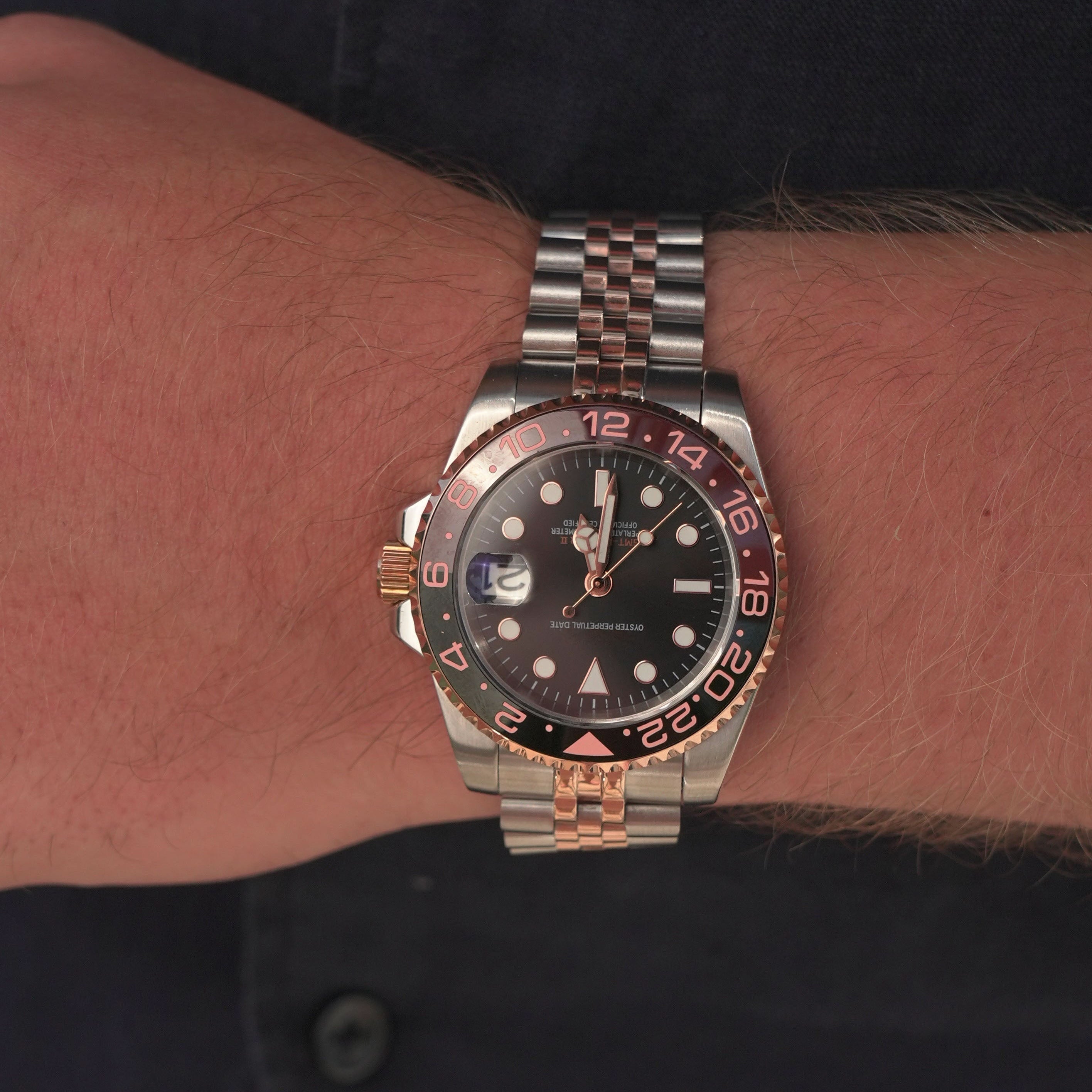 GMT Automatklokke 40 mm – Brun/Gull Ramme, Stållenke