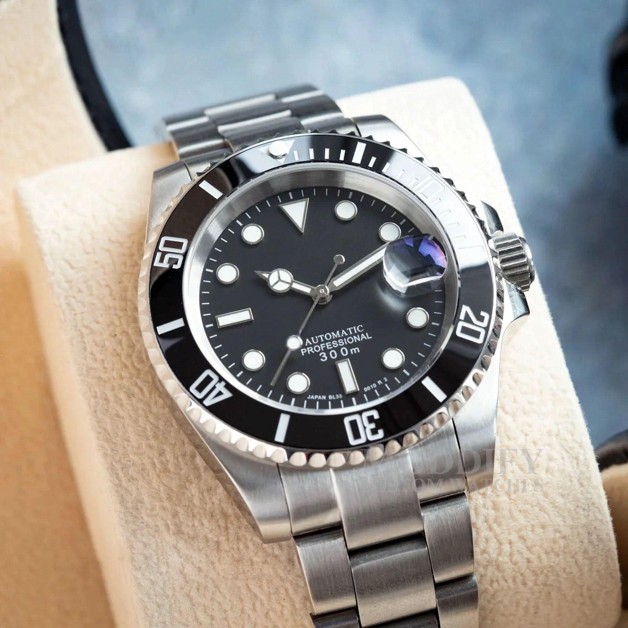 Automatisk Dykkerklokke 40 mm – Sort (Klassisk)