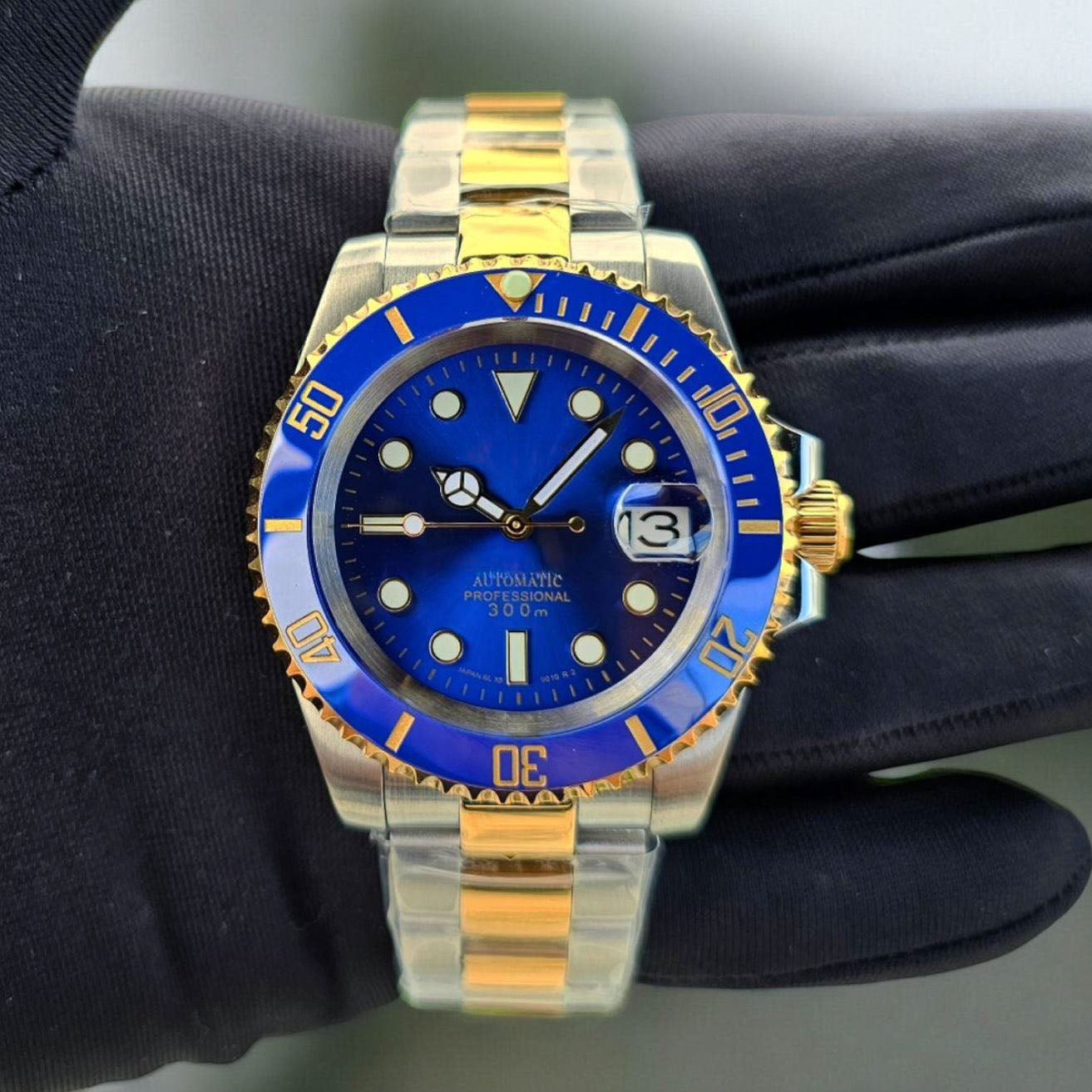 Automatisk Dykkerklokke 40 mm – Blå, Tofarget