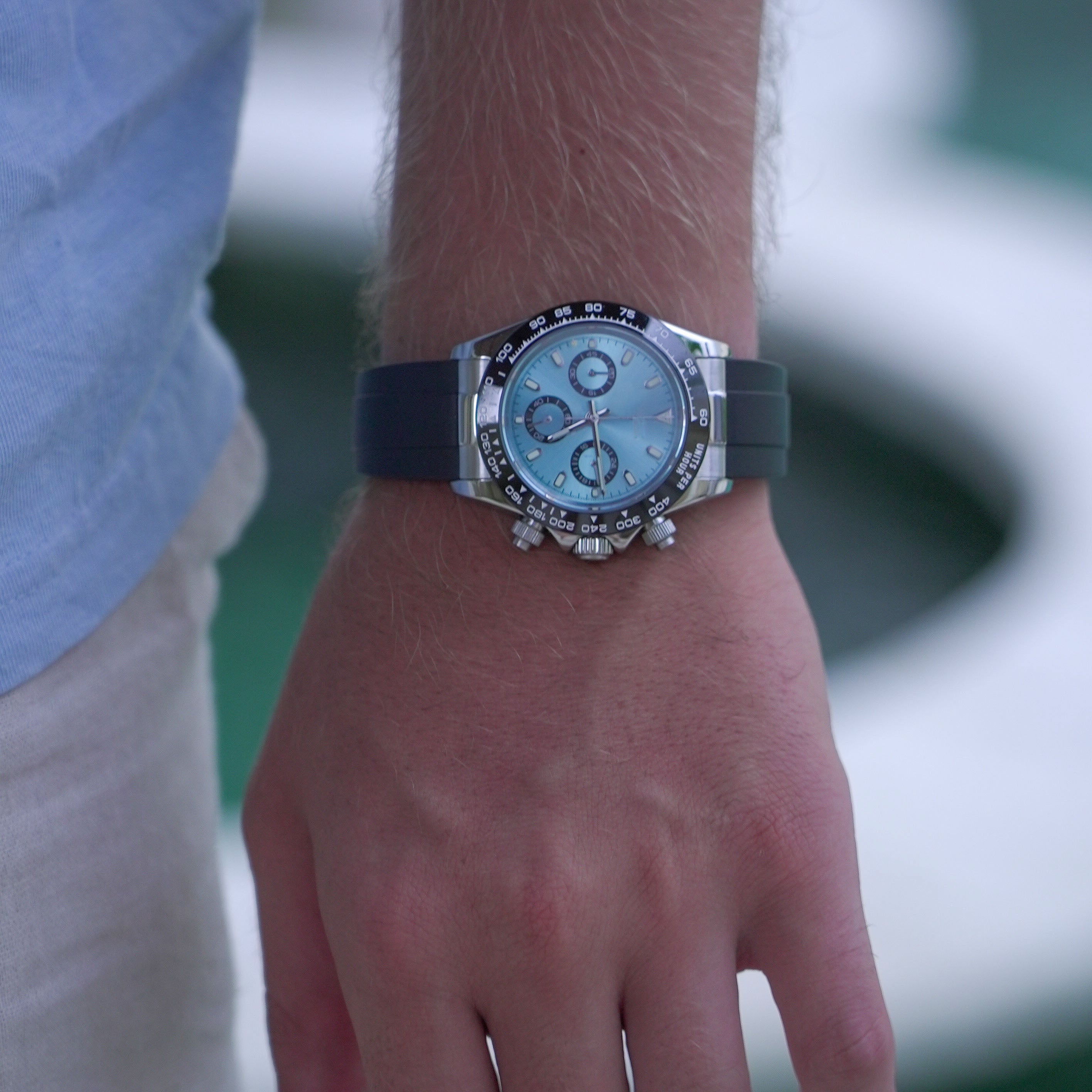 Racing Chronograph 40 mm – Isblå, Gummirem