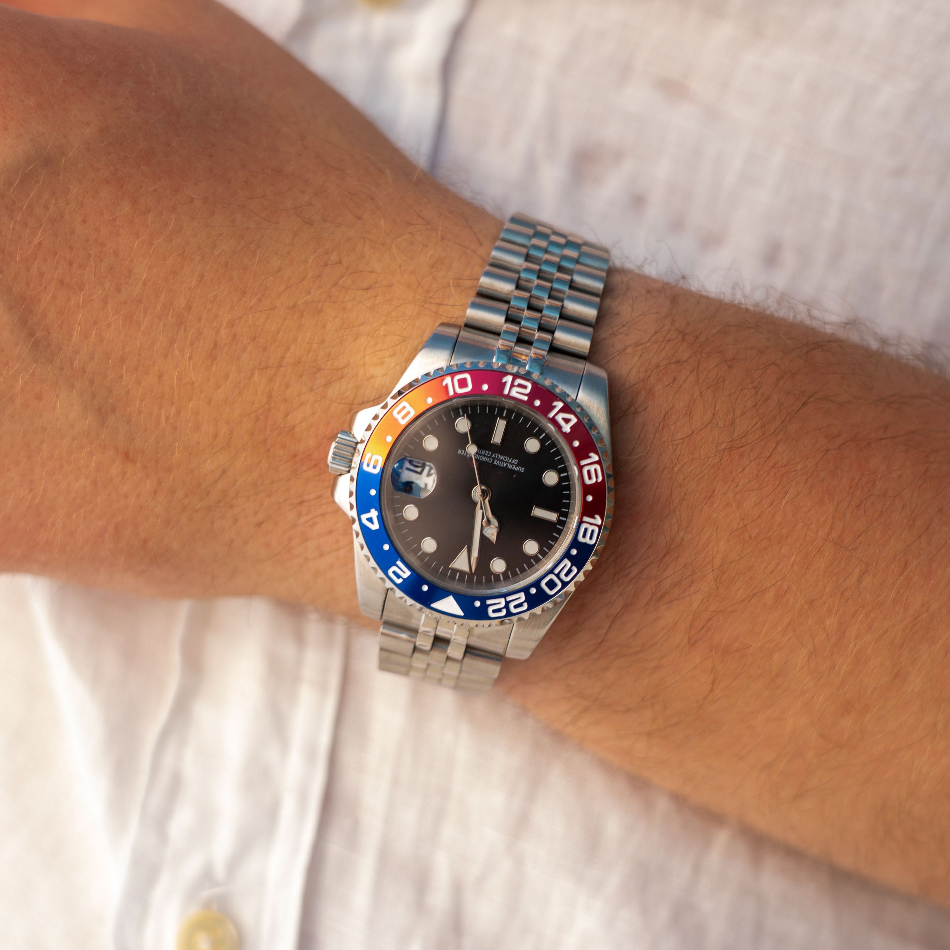 GMT Automatklokke 40 mm – Blå/Rød Ramme