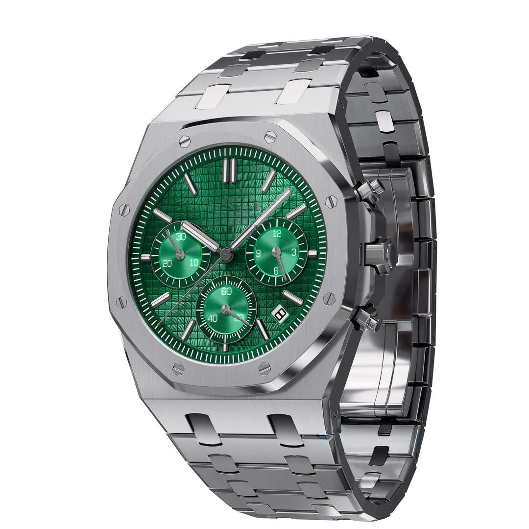 Oktagonal Sportsklokke Chronograph – Grønn