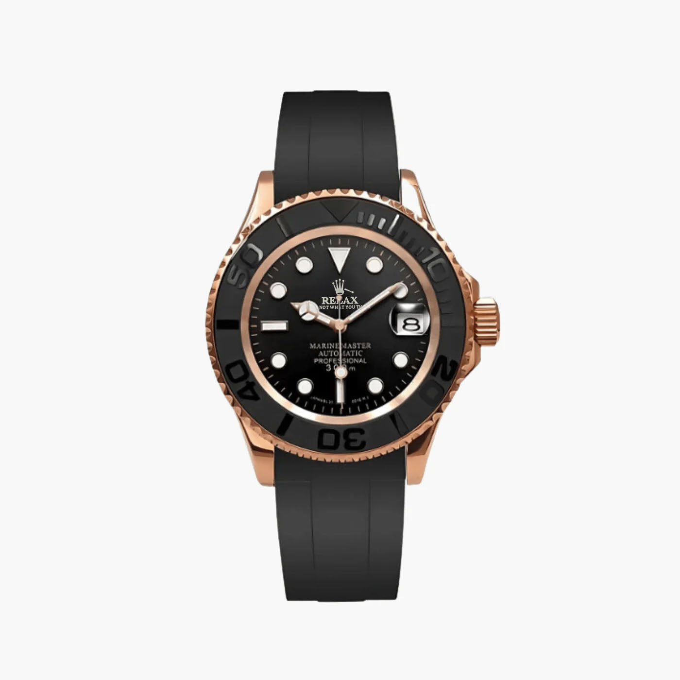 Automatisk Dykkerklokke 40 mm – Rosegull, Gummirem