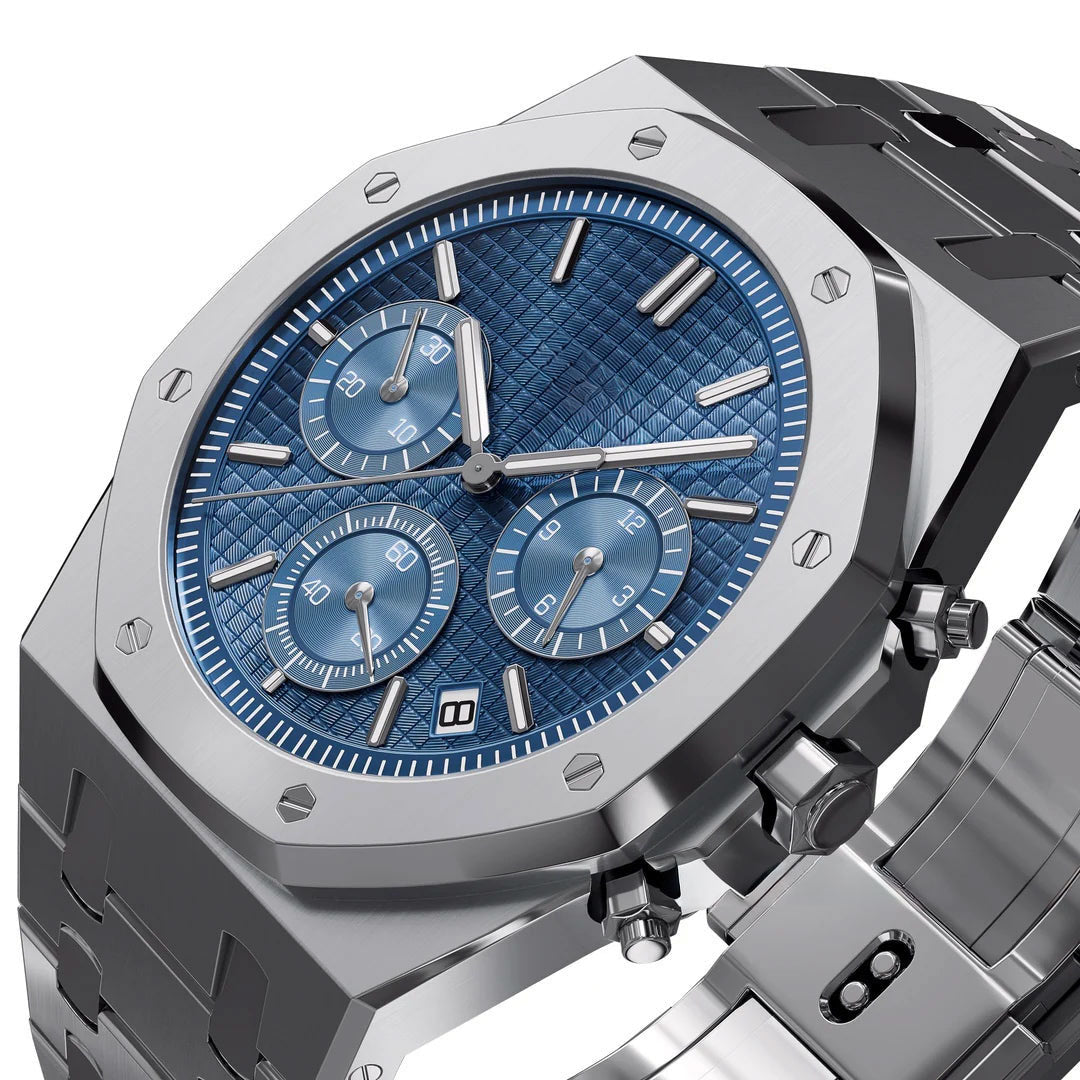 Oktagonal Sportsklokke Chronograph – Blå