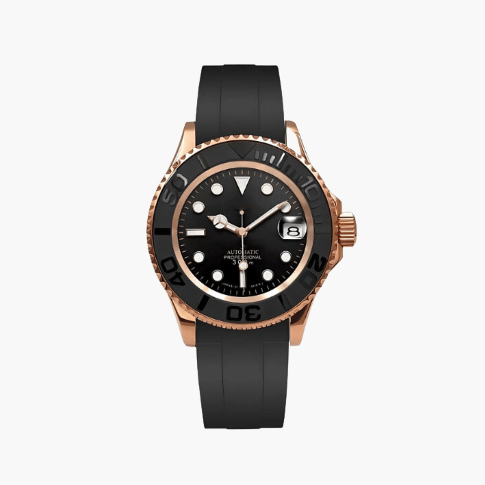 Automatisk Dykkerklokke 40 mm – Rosegull, Gummirem (2)