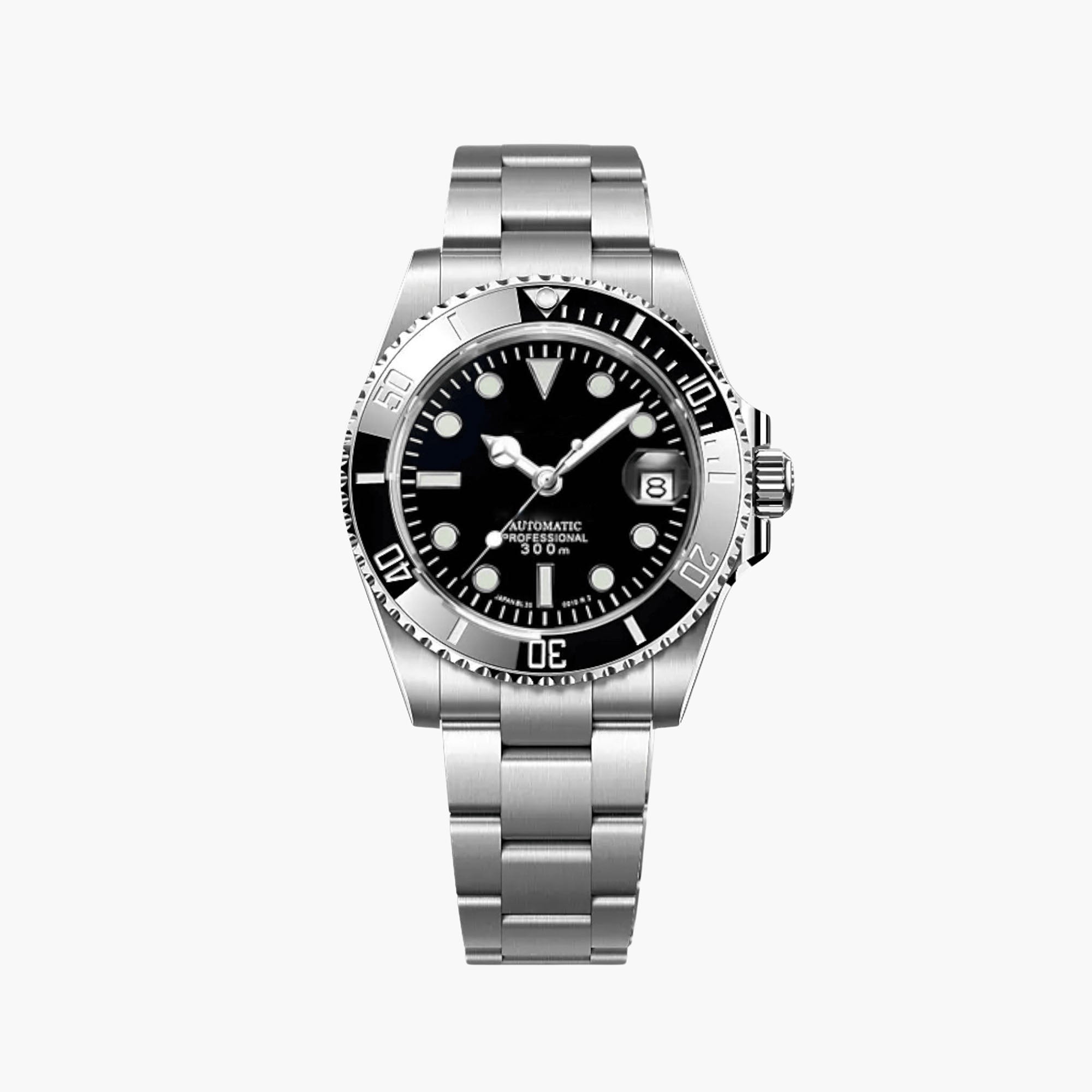 Automatisk Dykkerklokke 40 mm – Sort (Klassisk)