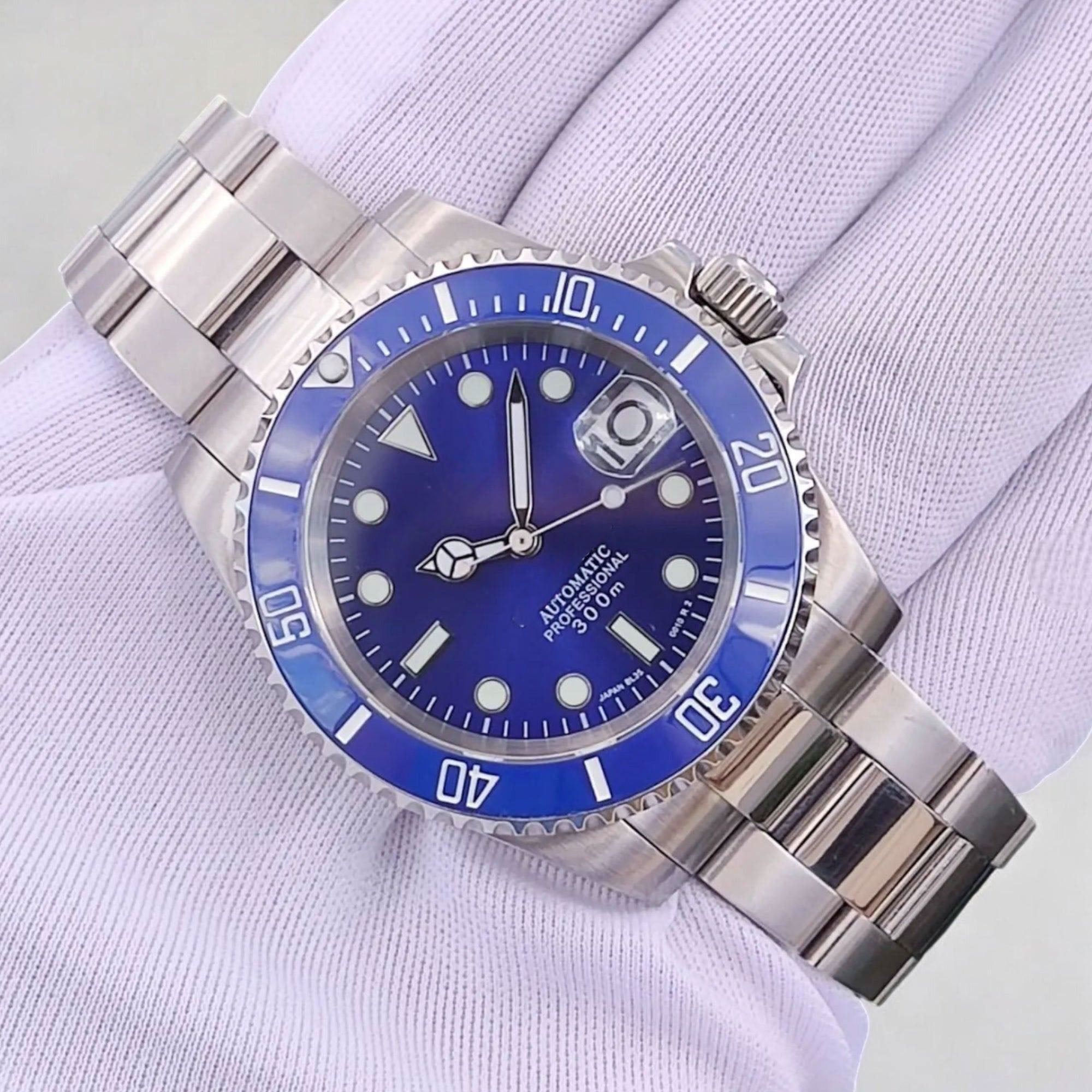 Automatisk Dykkerklokke 40 mm – Helblå